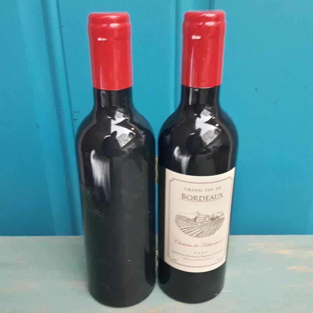 Wine Bottle Opener Kit Hidden Treasure Box inside a faux bottle